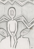 Between Two Watchers, a drawing by Yale Freedman
