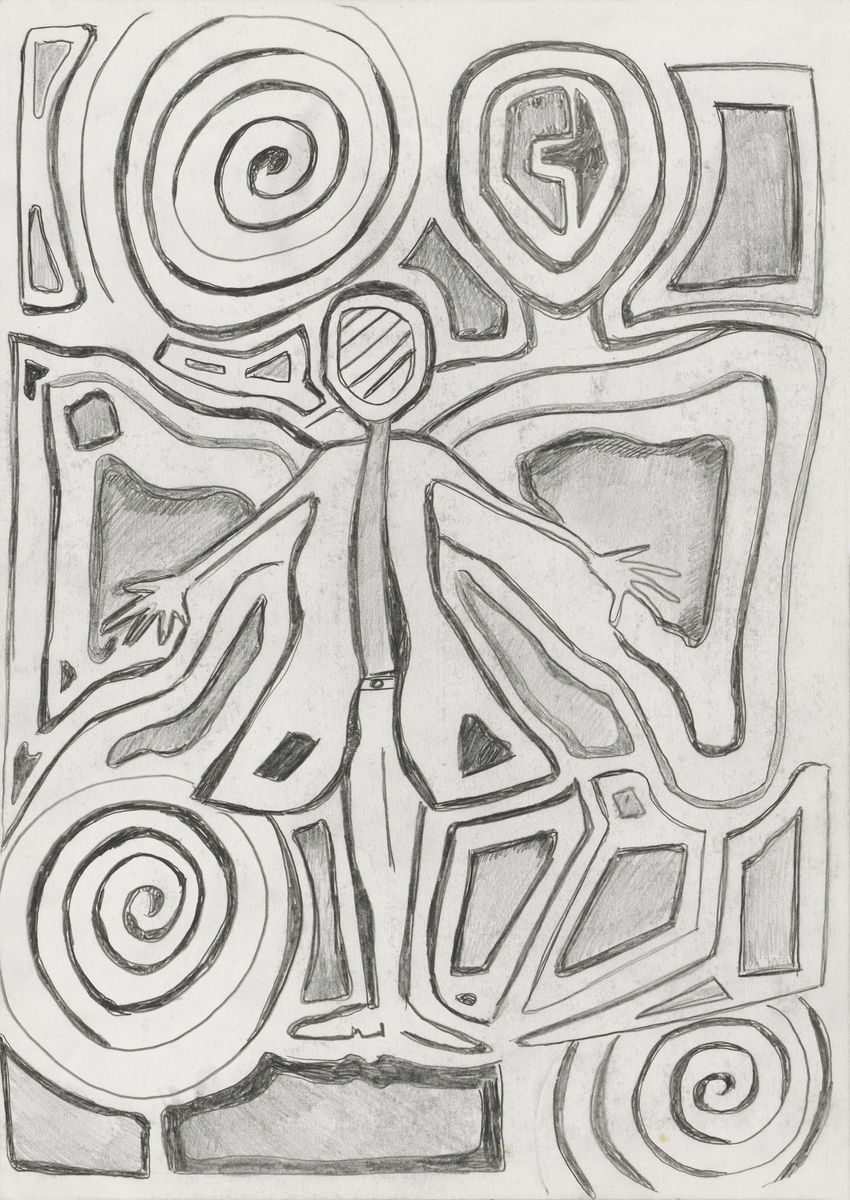 Man of Spirals, a drawing by Yale Freedman