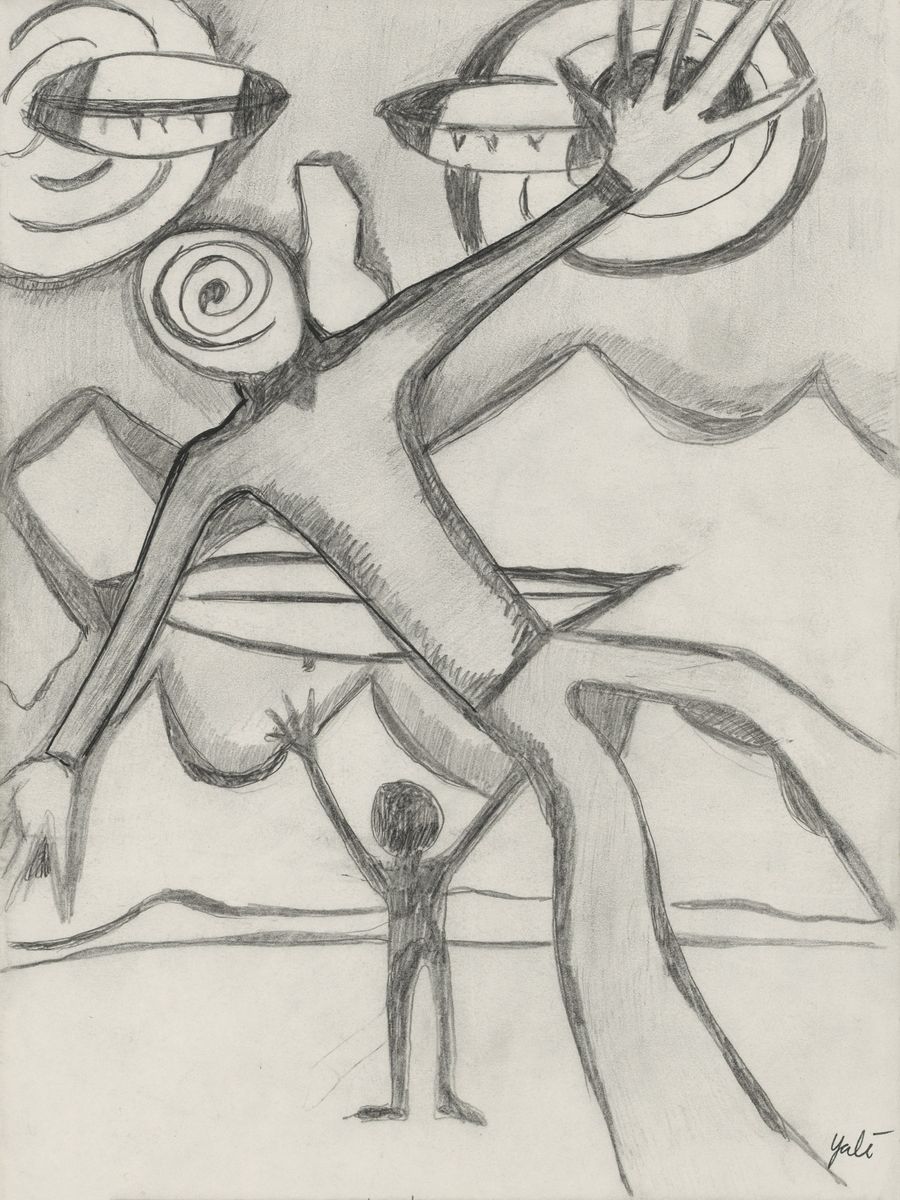 Reaching, a drawing by Yale Freedman