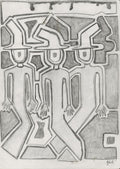 Three Hats, a drawing by Yale Freedman
