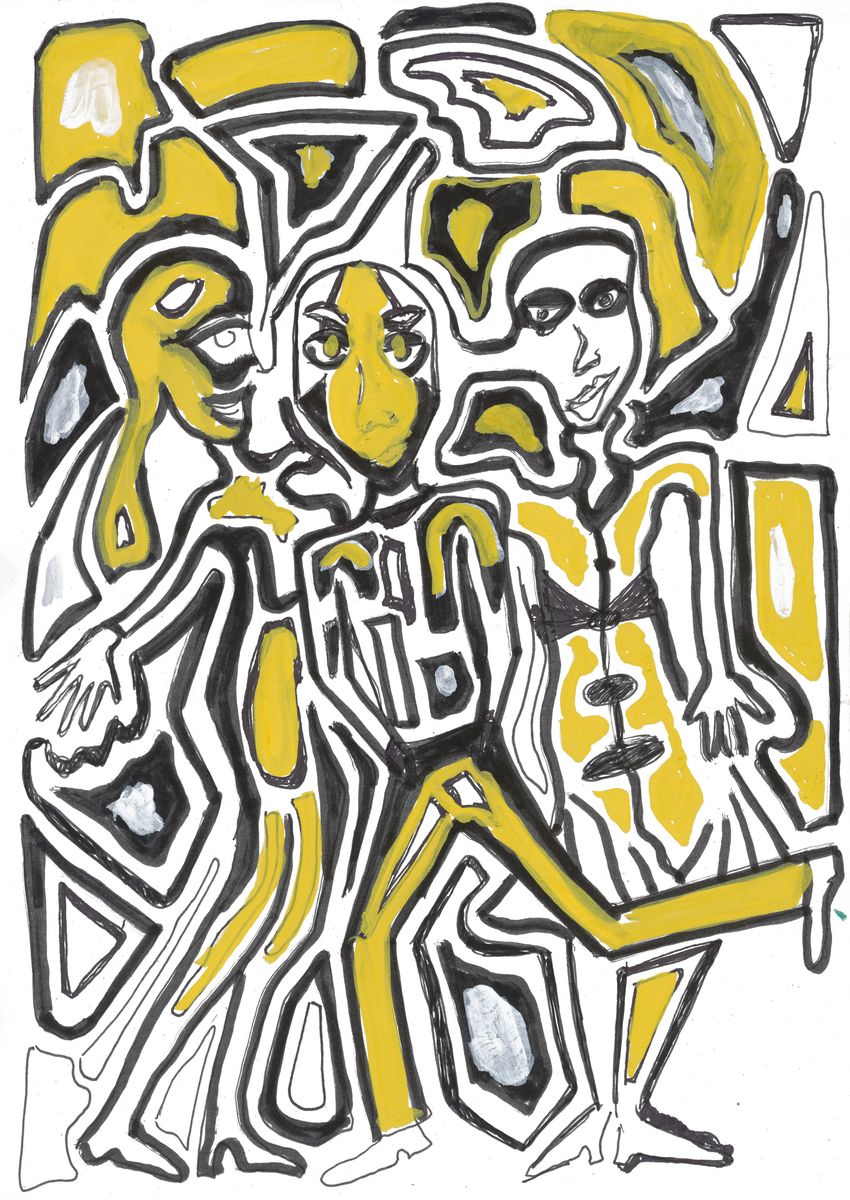 Three in Yellow, a painting by Yale Freedman